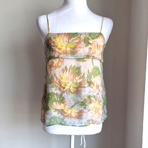 Madison Marcus Green and Yellow Silk Floral Camisole Size XS